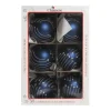 1Pz Pallina In Vetro Decorata A Mano Blu Opaco 80Mm