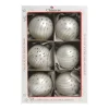 1Pz Pallina In Vetro Decorata A Mano Bianco Opaco 80Mm