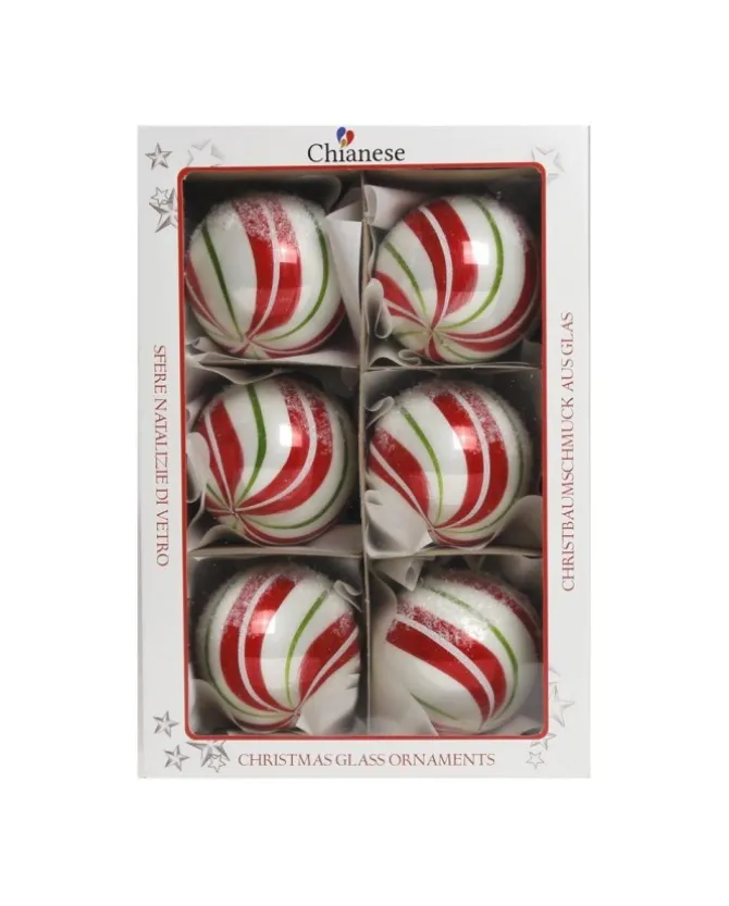 1Pz Pallina In Vetro Decorata A Mano 80Mm