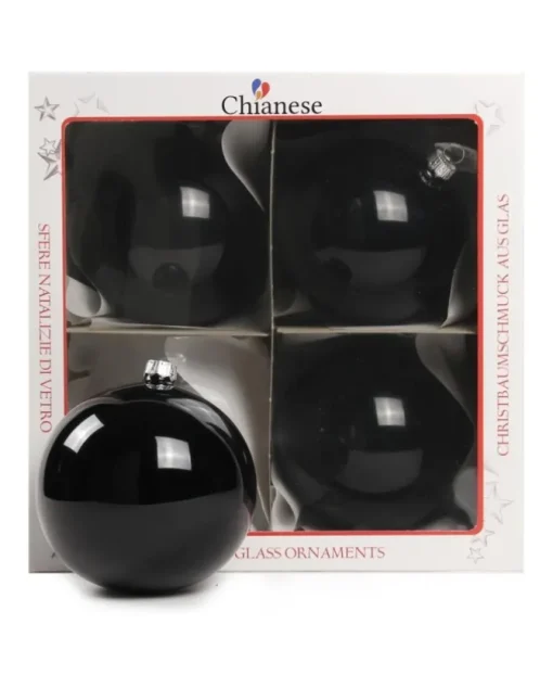 1Pz Pallina In Vetro Tinta Unita Nero Lucido 100Mm