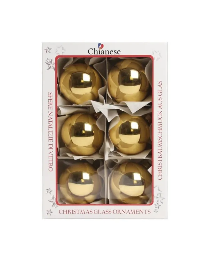 1Pz Pallina In Vetro Tinta Unita Oro Lucido 60 Mm