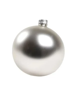 1Pz Pallina In Vetro Tinta Unita Argento Opaco 80 Mm
