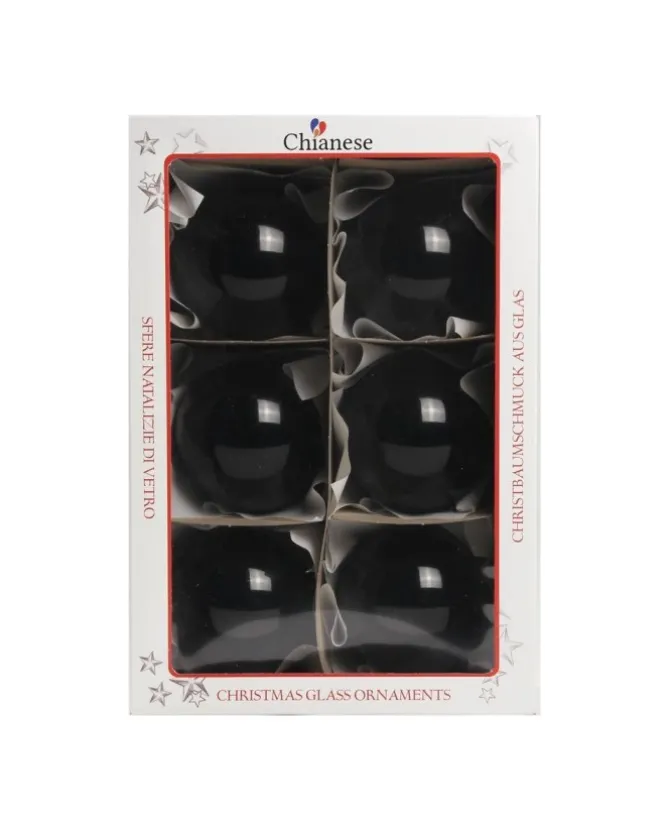 1Pz Pallina In Vetro Tinta Unita Nero Lucido 80 Mm