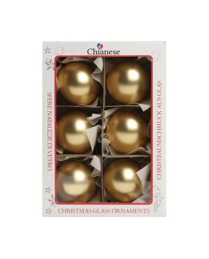 1Pz Pallina In Vetro Tinta Unita Oro Opaco 60 Mm