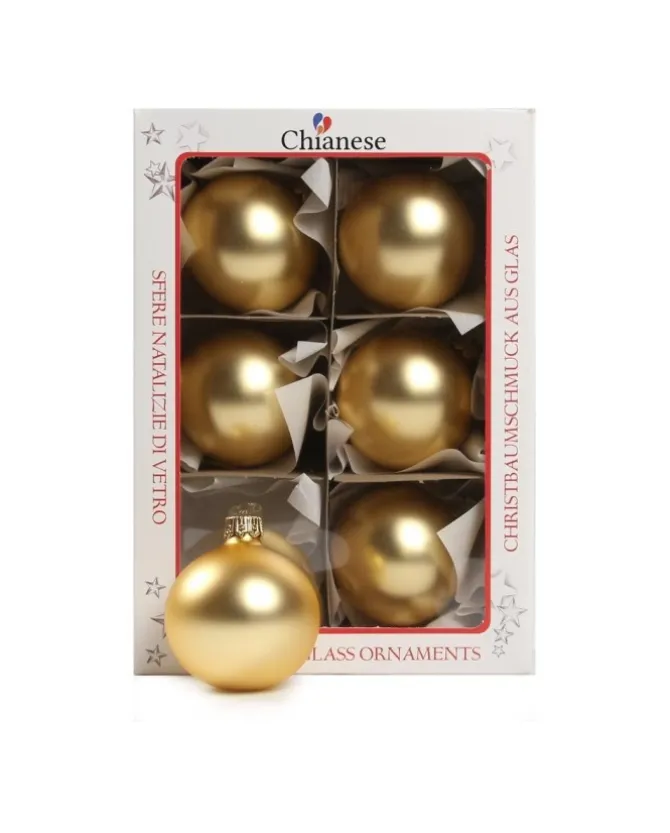 1Pz Pallina In Vetro Tinta Unita Oro Opaco 60 Mm