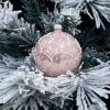1Pz Pallina Sfera Di Vetro Decorata A Mano Rosa Opaco 80Mm
