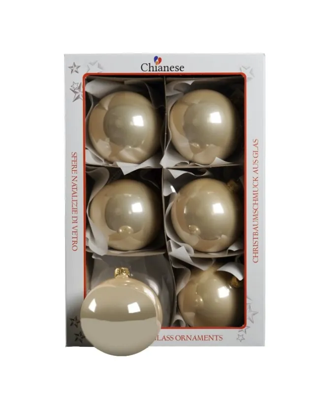 1Pz Pallina Sfera Di Vetro Liscia Champagne Lucido 80Mm
