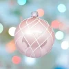 1Pz Pallina Sfera Di Vetro Decorata A Mano 80Mm Per Albero Di Natale Rosa