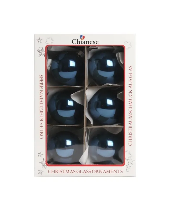 1Pz Pallina Sfera Di Vetro Blu Lucido 60Mm Per Albero Di Natale