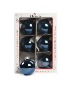 1Pz Pallina Sfera Di Vetro Blu Lucido 60Mm Per Albero Di Natale