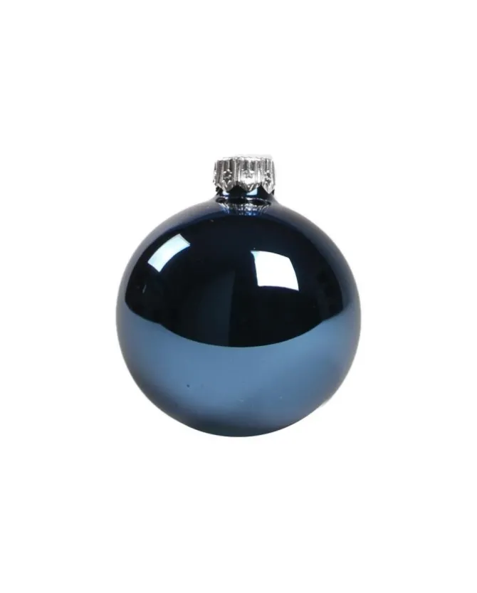 1Pz Pallina Sfera Di Vetro Blu Lucido 60Mm Per Albero Di Natale