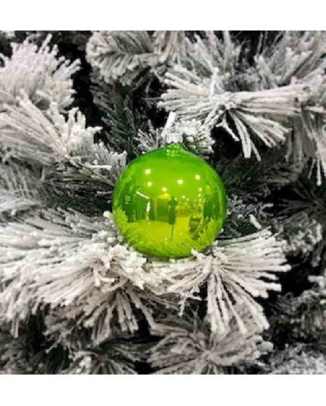 1Pz Pallina Sfera Di Vetro Liscia 100Mm Per Albero Di Natale Verde