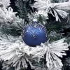 1Pz Pallina Sfera Di Vetro Decorata A Mano 80Mm Per Albero Di Natale Blu