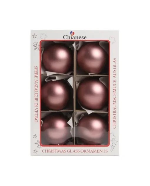 1Pz Pallina Sfera Di Vetro Liscia Vinaccia Opaca 60Mm Per Albero Di Natale