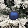 1Pz Pallina Sfera Di Vetro Liscia Blu Opaco 80Mm Per Albero Di Natale