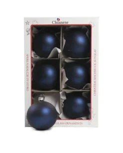 1Pz Pallina Sfera Di Vetro Liscia Blu Opaco 80Mm Per Albero Di Natale