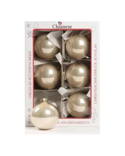 1Pz Pallina Sfera Di Vetro Champagne Lucido 60Mm Per Albero Di Natale