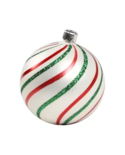 1Pz Pallinadi Vetro Decorata A Mano Bianco Opaco 80Mm