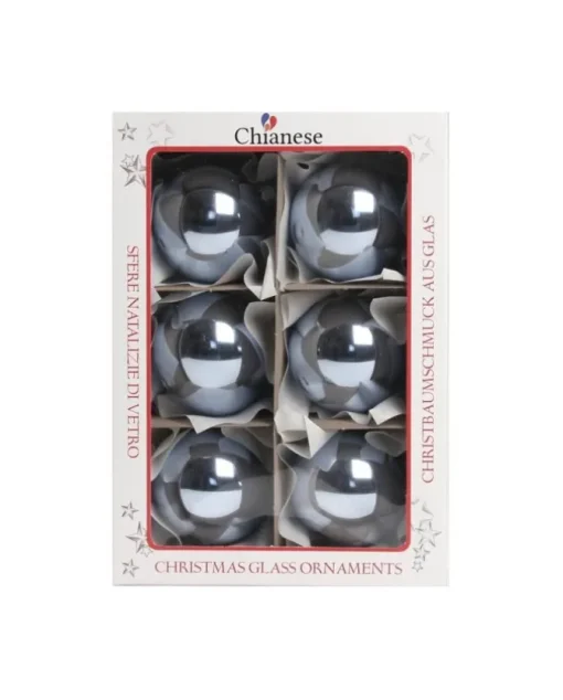 1Pz Pallinadi Vetro Liscia 60Mm Per Albero Di Natale Azzurrino