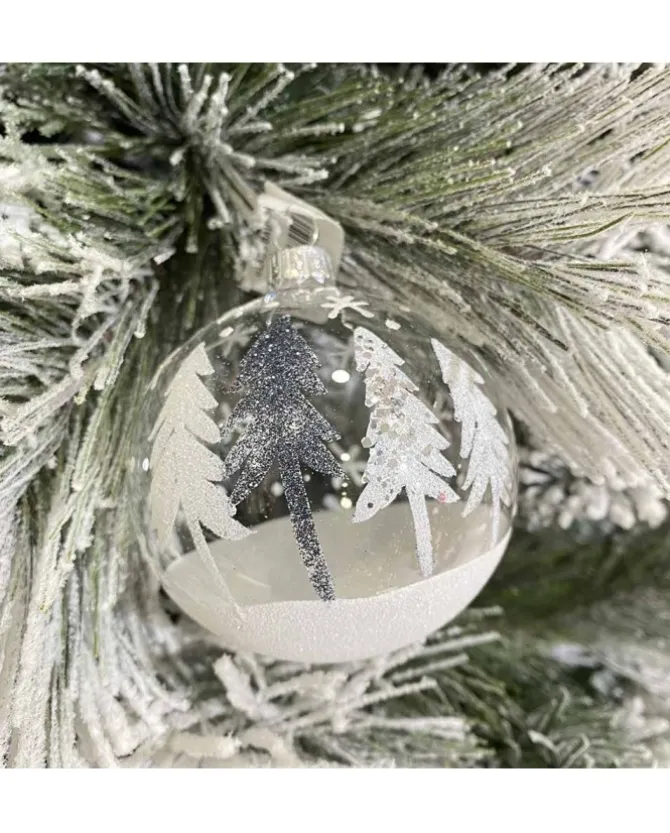 1Pz Sfera In Vetro Decorata A Mano Trasparente