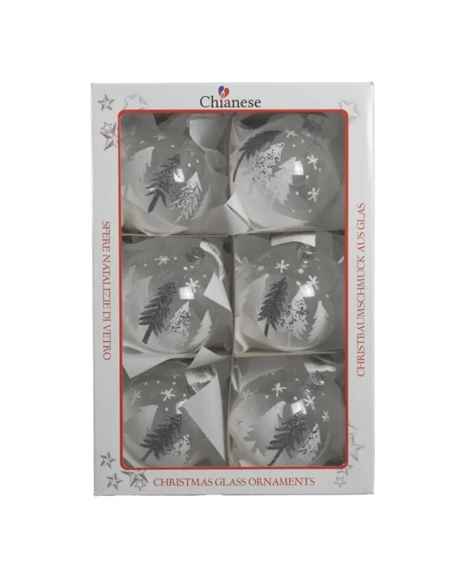 1Pz Sfera In Vetro Decorata A Mano Trasparente