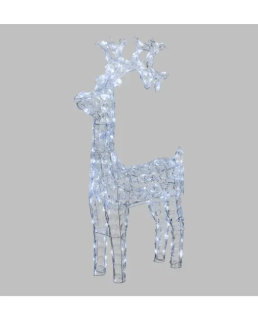 Renna Di Cristalli Acrilico 200 Led Bianco 3D