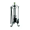 Set Di 4 Accessori Scopa Paletta Pinza Attizzatore Per Camino Con Pomello