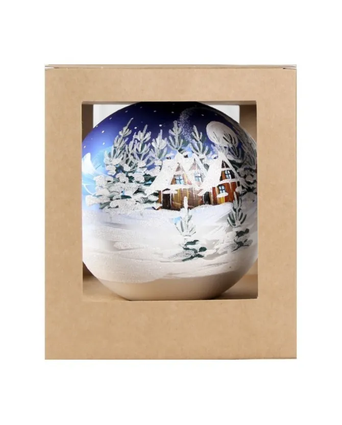 Sfera Di Vetro Decorata A Mano 150Mm Per Albero Di Natale