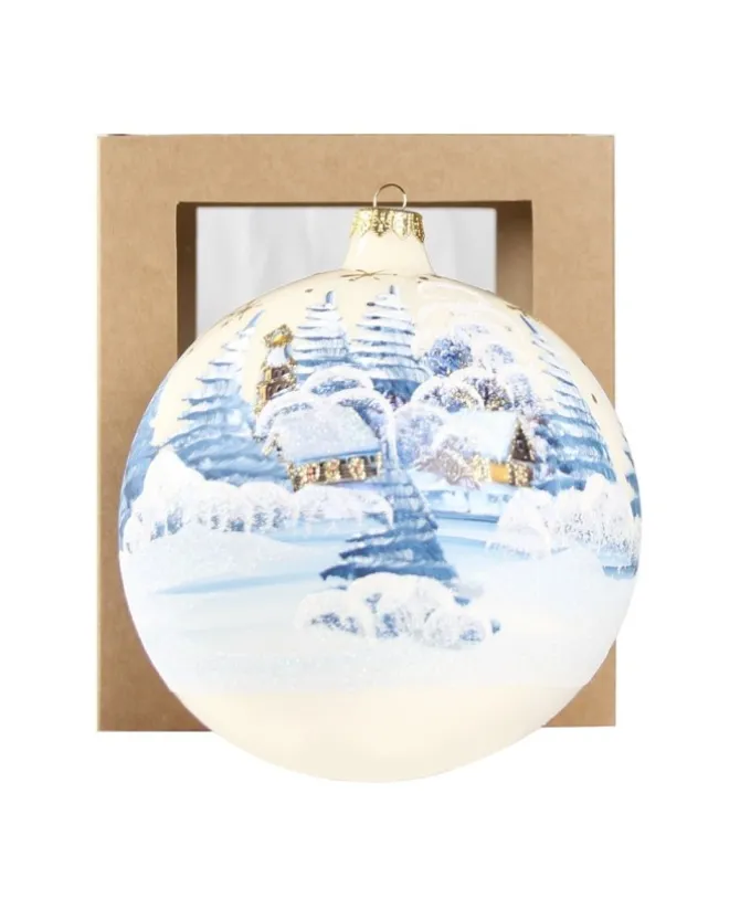 Sfera Di Vetro Decorata A Mano O150Mm Per Albero Di Natale