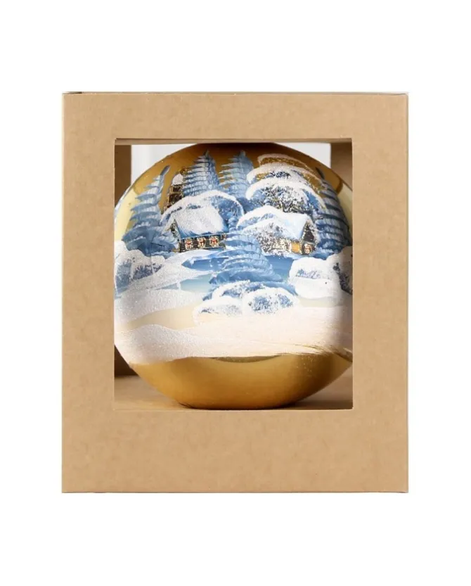 Sfera Di Vetro Decorata A Mano O150Mm Per Albero Di Natale