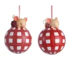 Sfera Pallina Di Vetro Con Glitter Tema Topino 8 Cm In 2 Varianti