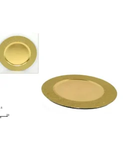 Sottopiatto Di Plastica Rigida Natalizio Oro Glitterato 33 Cm