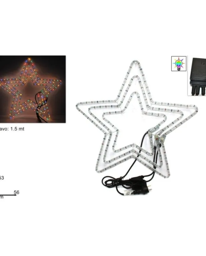 Stella Tripla Luminosa Con Giochi Di Luce Multicolor 53X56Cm
