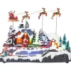 Villaggio Innevato Con Slitte Di Babbo Natale Volante